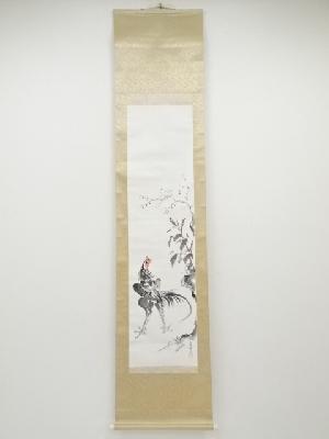 山下繁雄筆　軍鶏　肉筆紙本掛軸（箱付）